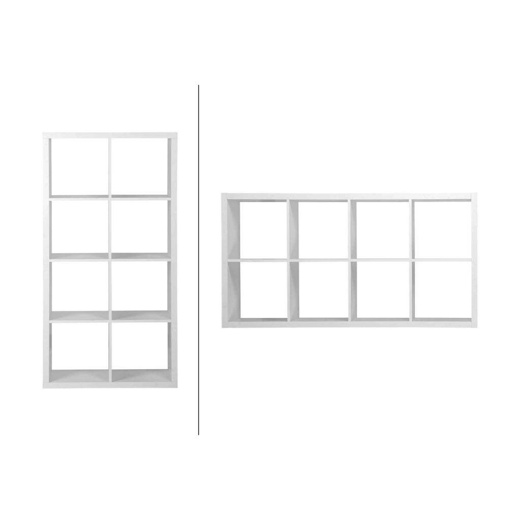 Libreria a 4 livelli con 8 scomparti, bianco