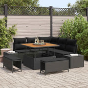 Set Divano da Giardino con cuscino 8 pcs Nero polyrattan