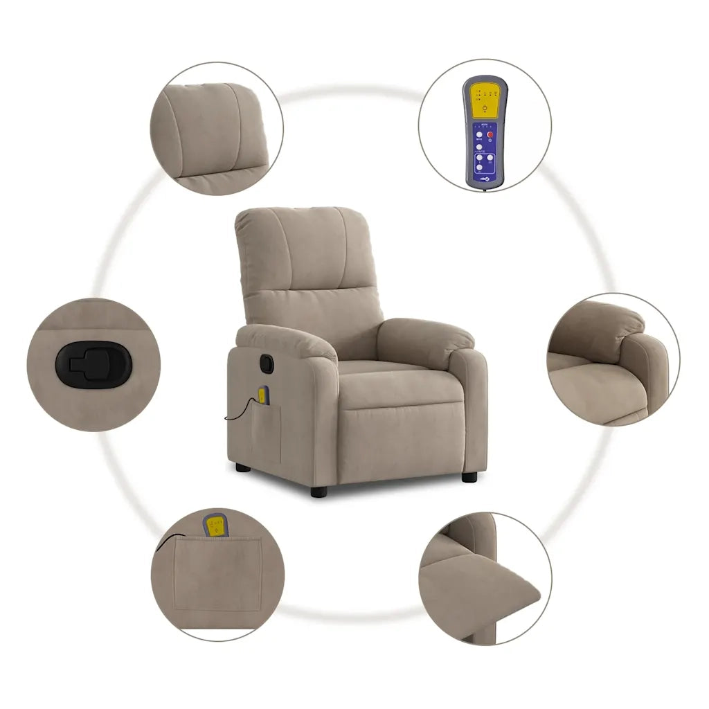 Poltrona Reclinabile Massaggiante | Sedia Relax Tortora Tessuto di Microfibra