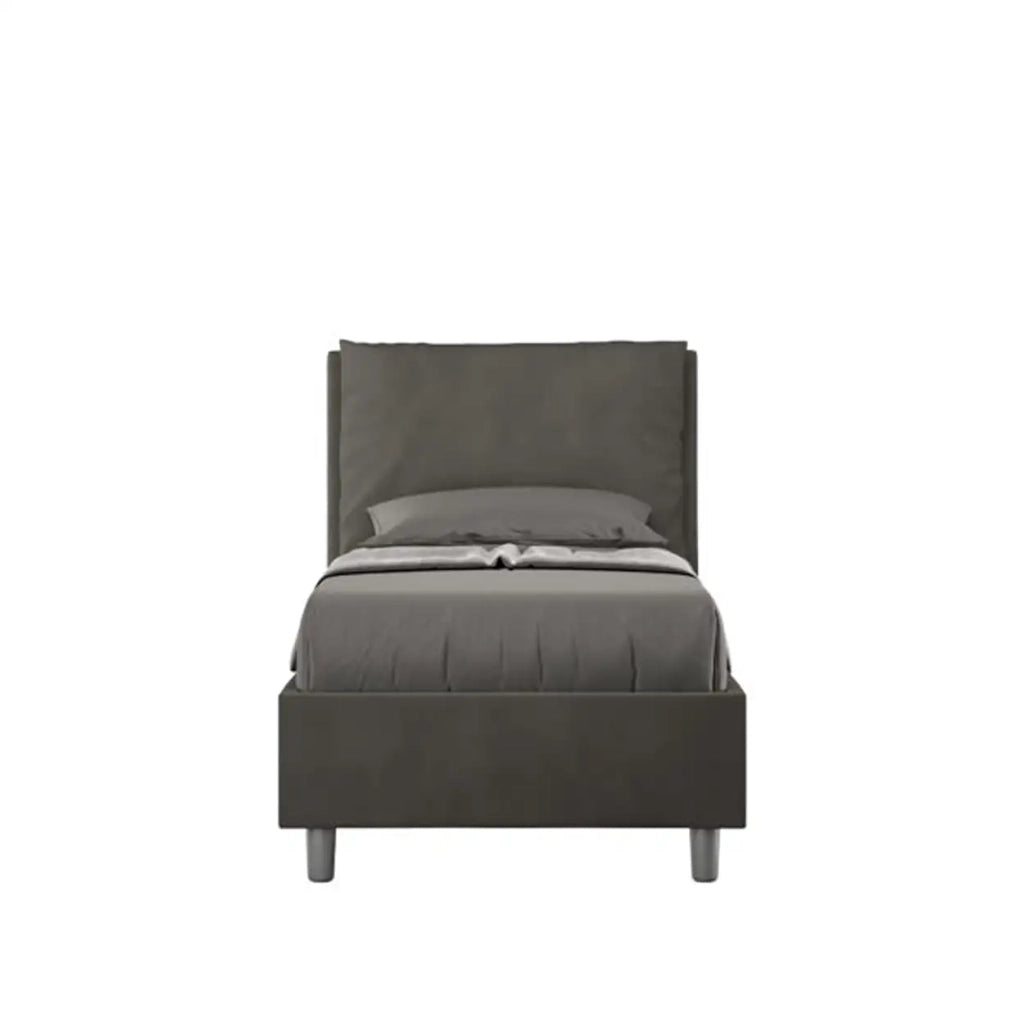 Letto singolo con rete imbottito 80x210 microfibra grigio Antea