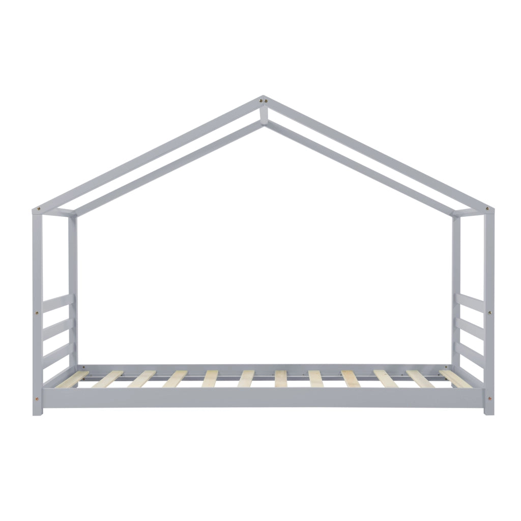 Letto a Casetta per Cameretta Vardø 90x200 cm Legno - Grigio [en.casa]