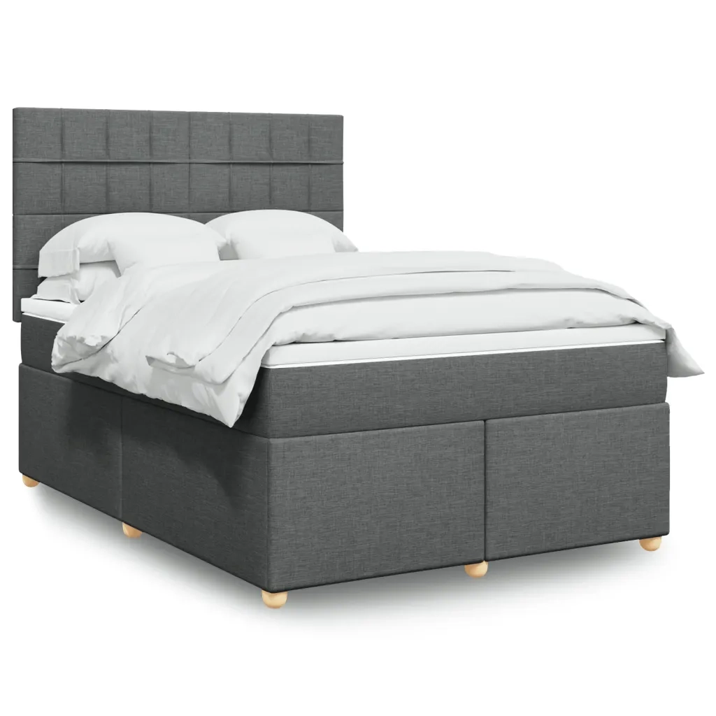 Giroletto a Molle con Materasso Grigio Scuro 140x200cm Tessuto 3291304