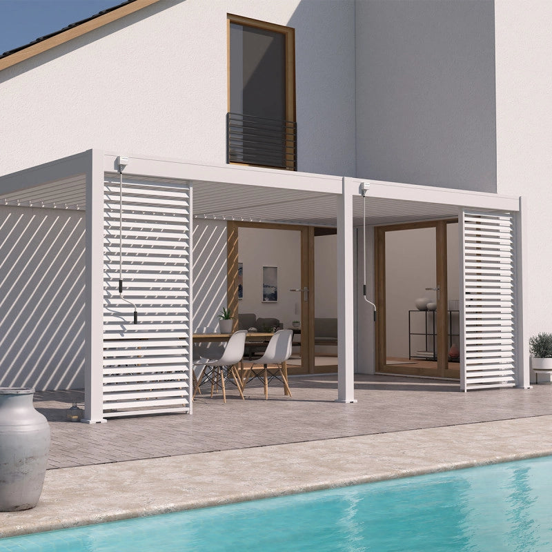 Pergola Bioclimatica OmbrÃ©a VS 3x6M adossata - Bianco - V2