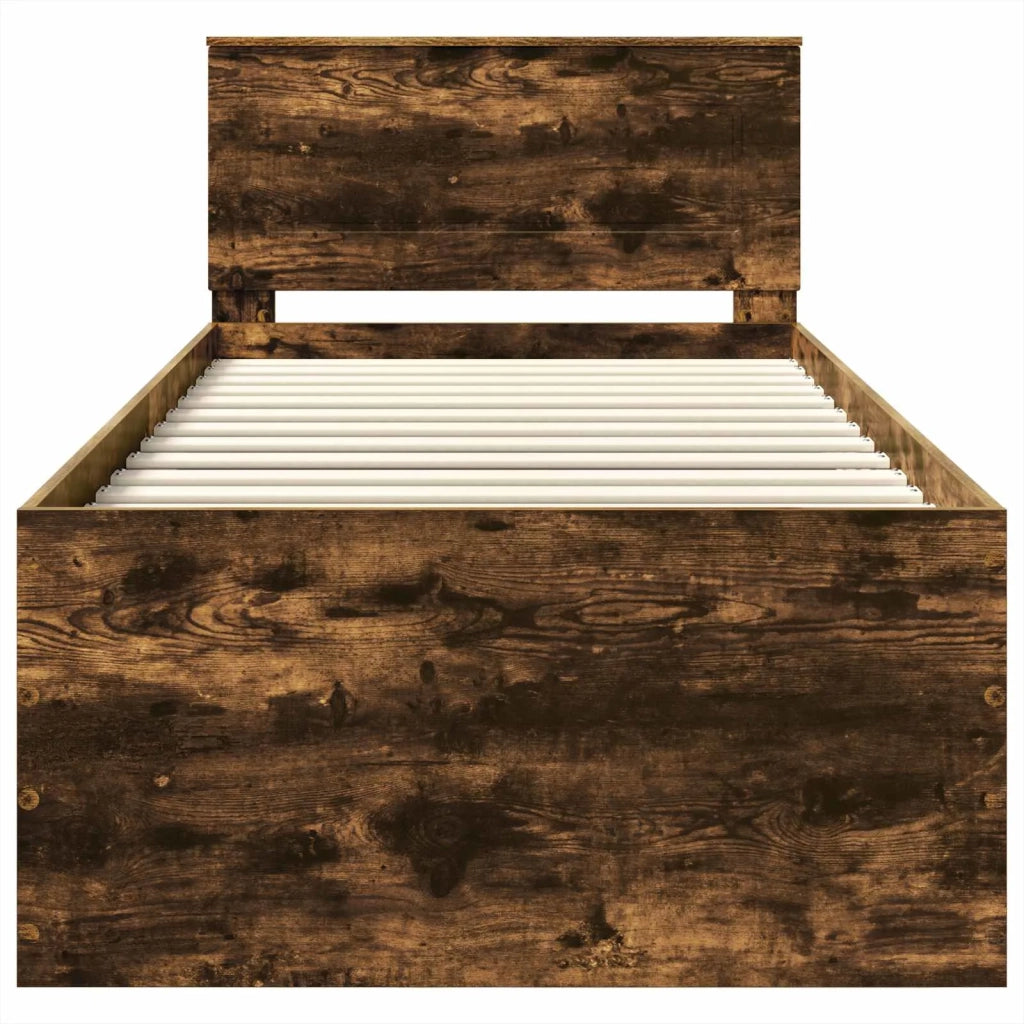 Letto singolo | Letto per adulti | Struttura del letto Rovere fum¨¦ 75 x 190 cm Legno multistrato