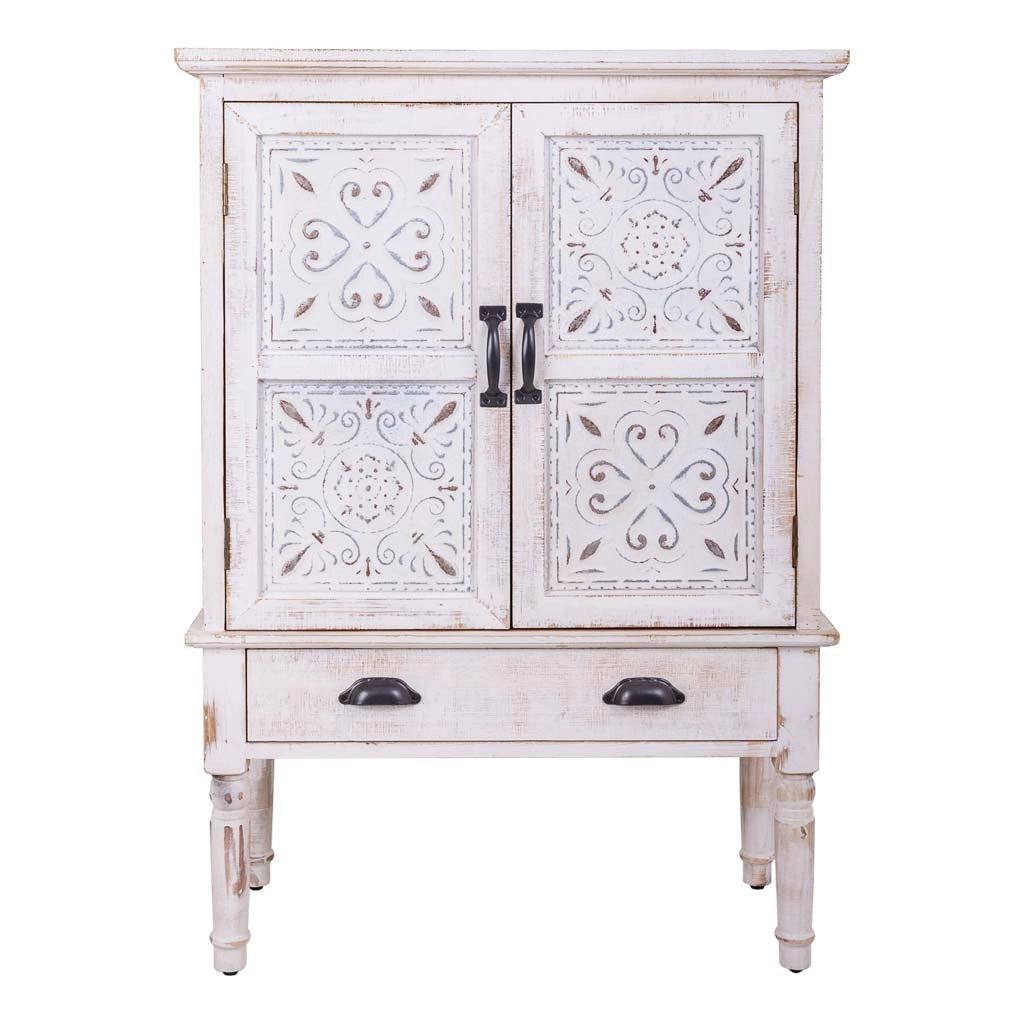 Mobile in legno intagliato bianco 80x36x110h