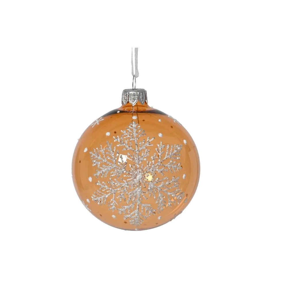 Pallina Vt trasparente d.8cm lucido fiocco di neve brandy