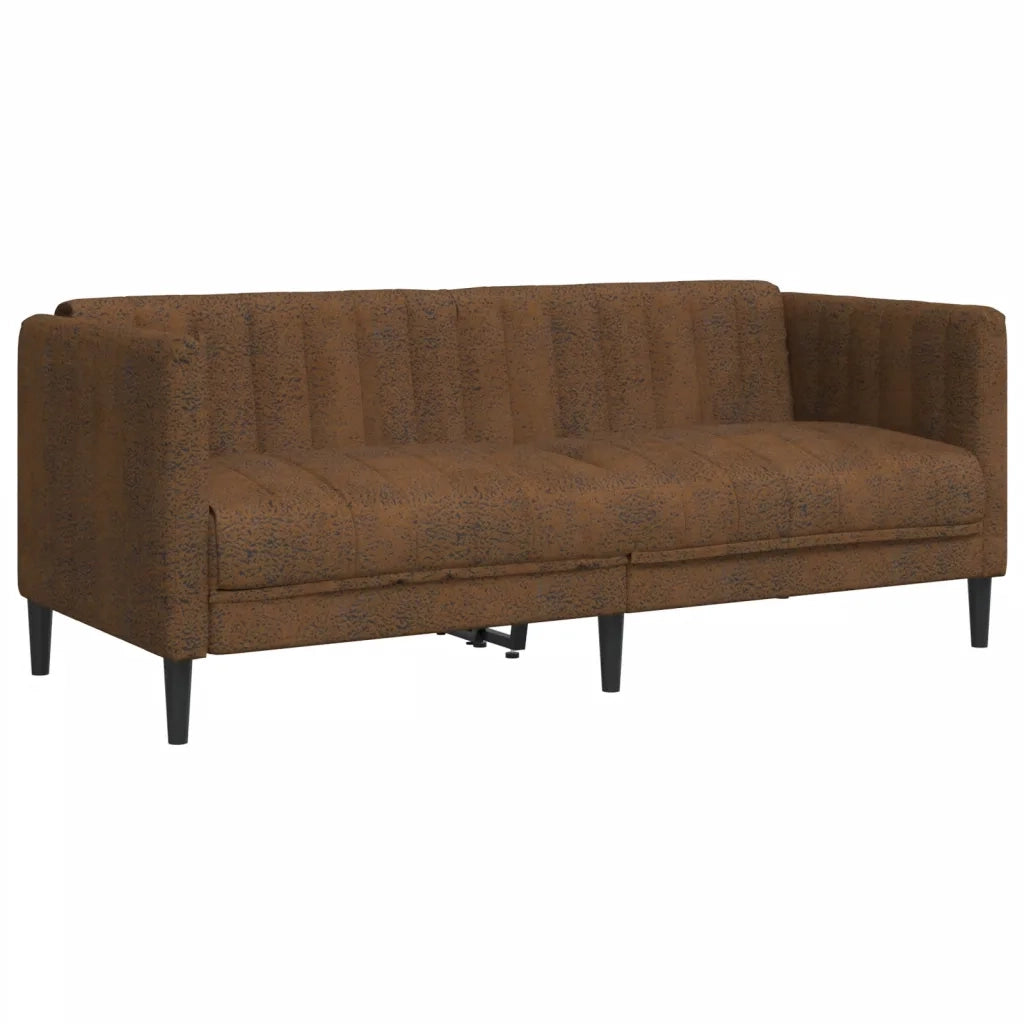 Divano a 2 Posti-Sofa 2 Posti Marrone in Similpelle Scamosciata 751512