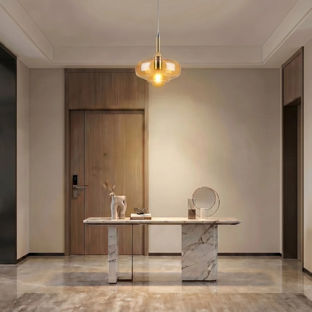 Sospensione Imbuto 1 Luce Ambra E Cromo Luceart Design