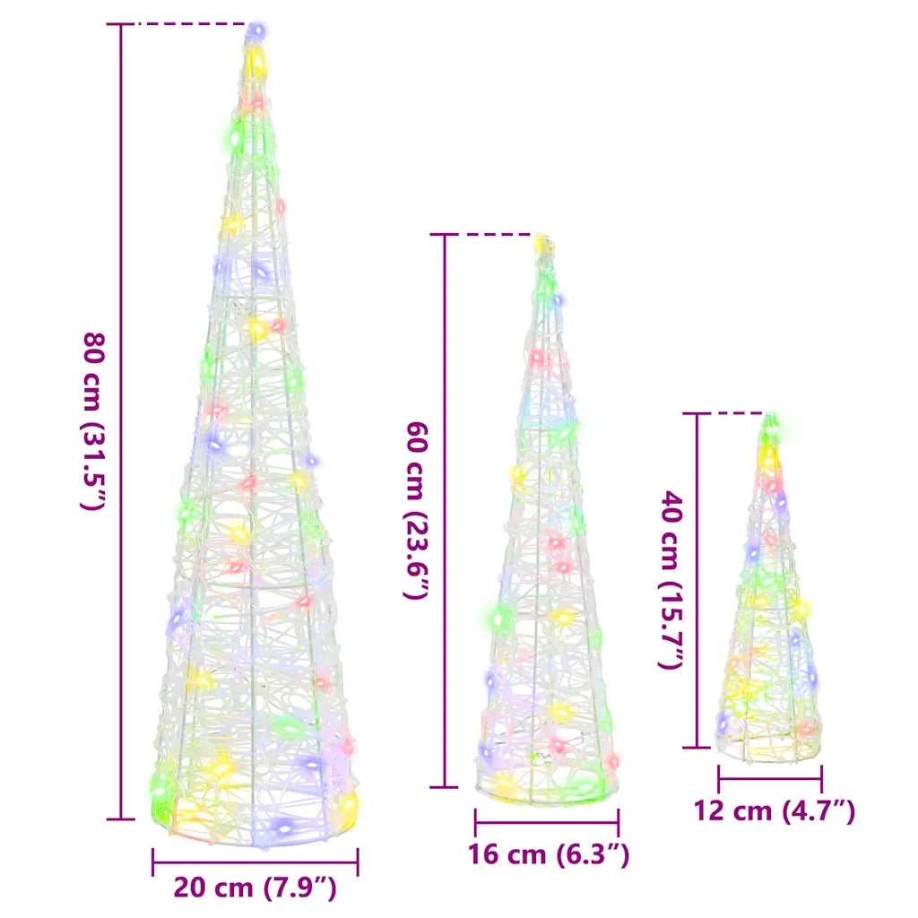 Albero di Natale 3 pcs Multicolore 20 x 20 x 80 cm Acrilico 42019018