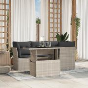 Set Divano da Giardino 5pz con Cuscini Grigio Chiaro Polyrattan 3266562