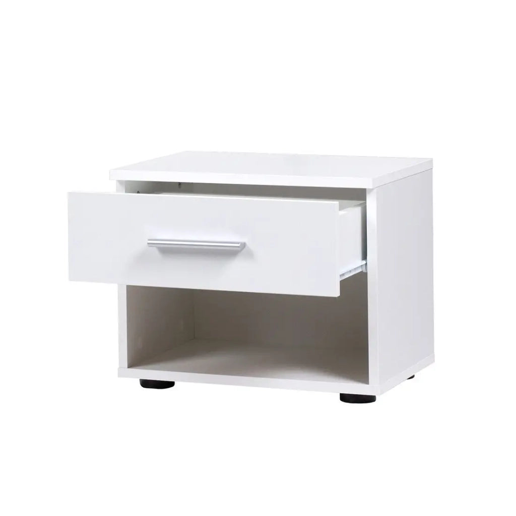 Set di due comodini COMO – Bianco lucido e cromo – Design moderno