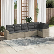 Set Divano da Giardino 6pz con Cuscini Grigio Chiaro Polyrattan 3218982