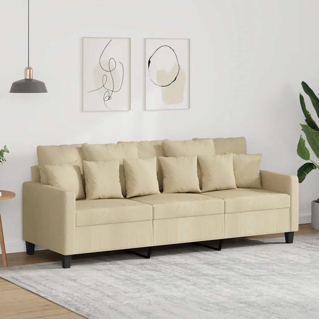 Divano a 3 Posti Crema 180 cm in Tessuto 359277