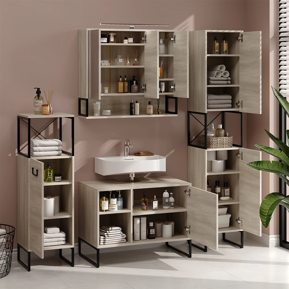Vicco Set di mobili da bagno Rovere 3 parti