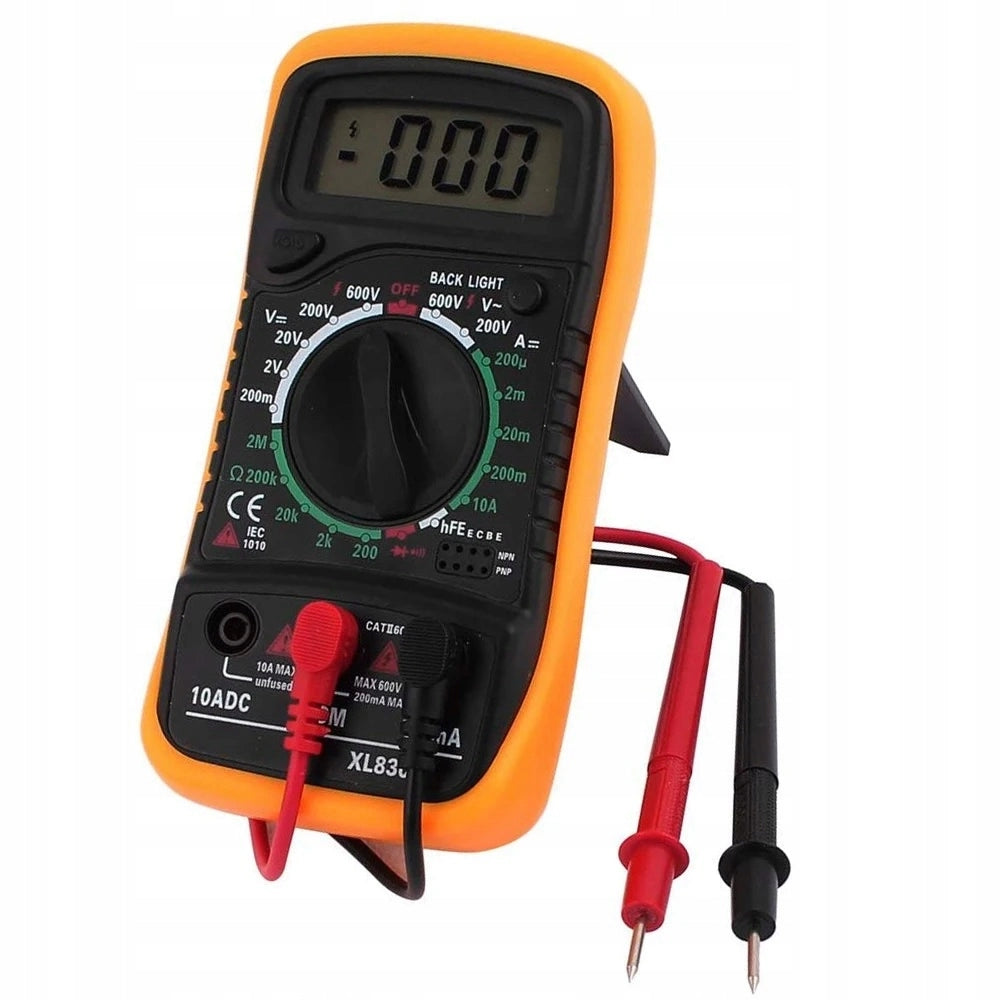 Set di Misurazione: Multimetro Digitale XL830L + Cavi con Coccodrilli 100cm | 1000V 15A