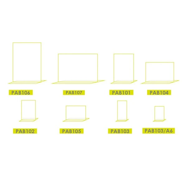 Porta avvisi con base a T da banco Bifacciale - A3 verticale