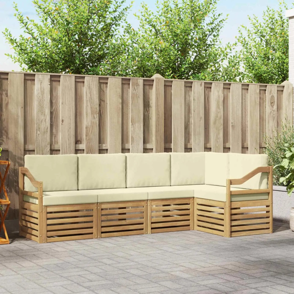 Set divano sezionale con cuscino 5 pcs Bianco e Crema 3391850