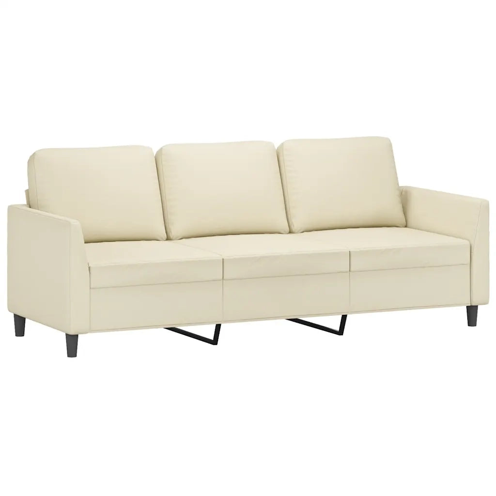 Divano a 3 Posti-Sofa 3 Posti Crema 180 cm in Similpelle 844189