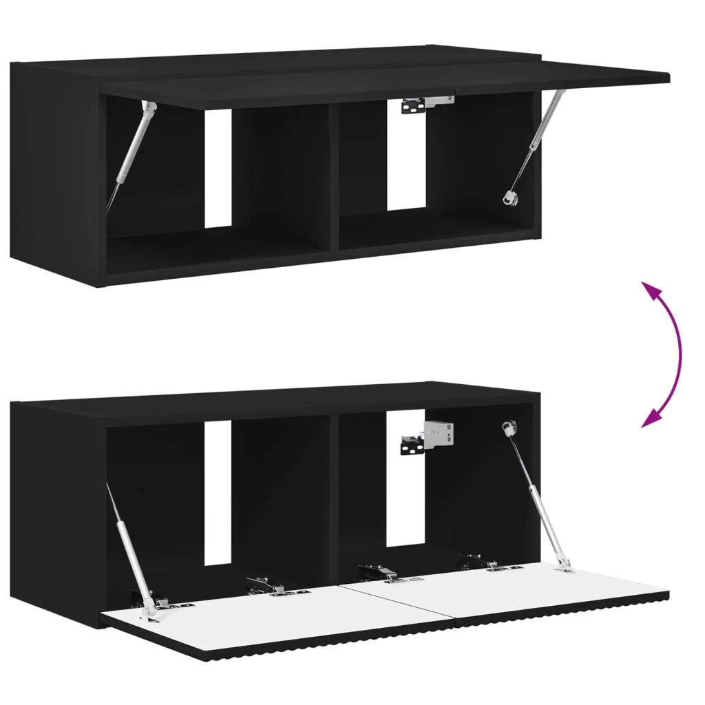 Set di Mobiletto da TV a Parete 4 pcs Nero Legno multistrato 3408917