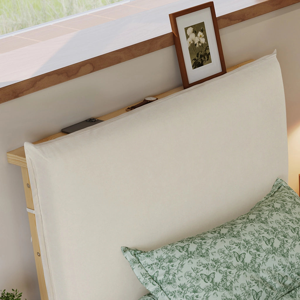 LETTO Imbottito 90x200 cm Naturale con schienale imbottito