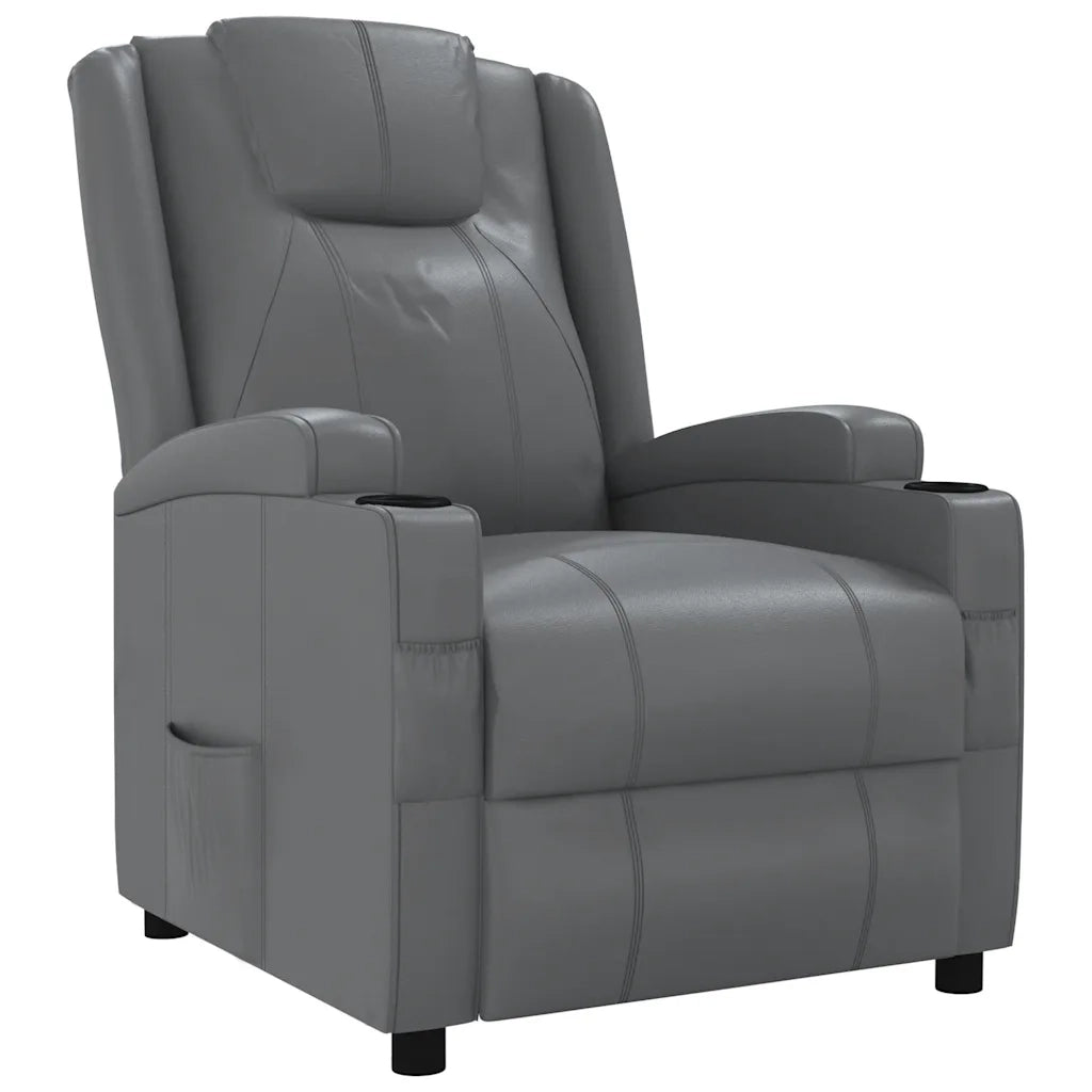 Poltrona Reclinabile Grigio in Similpelle