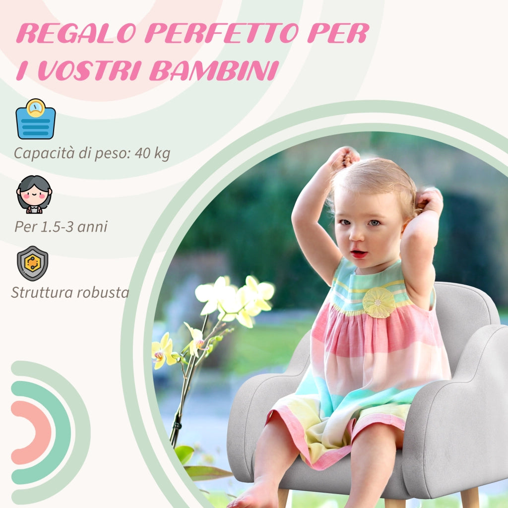 Poltrona per Bambini ¨C Minimal ¨C Grigio, Tessuto, 46x51x55cm