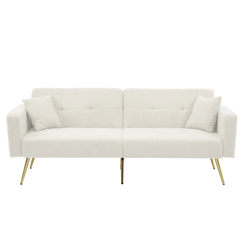 Divano letto con angolo regolabile - Zephmum - Gambe dorate, cuscini e tasche laterali
