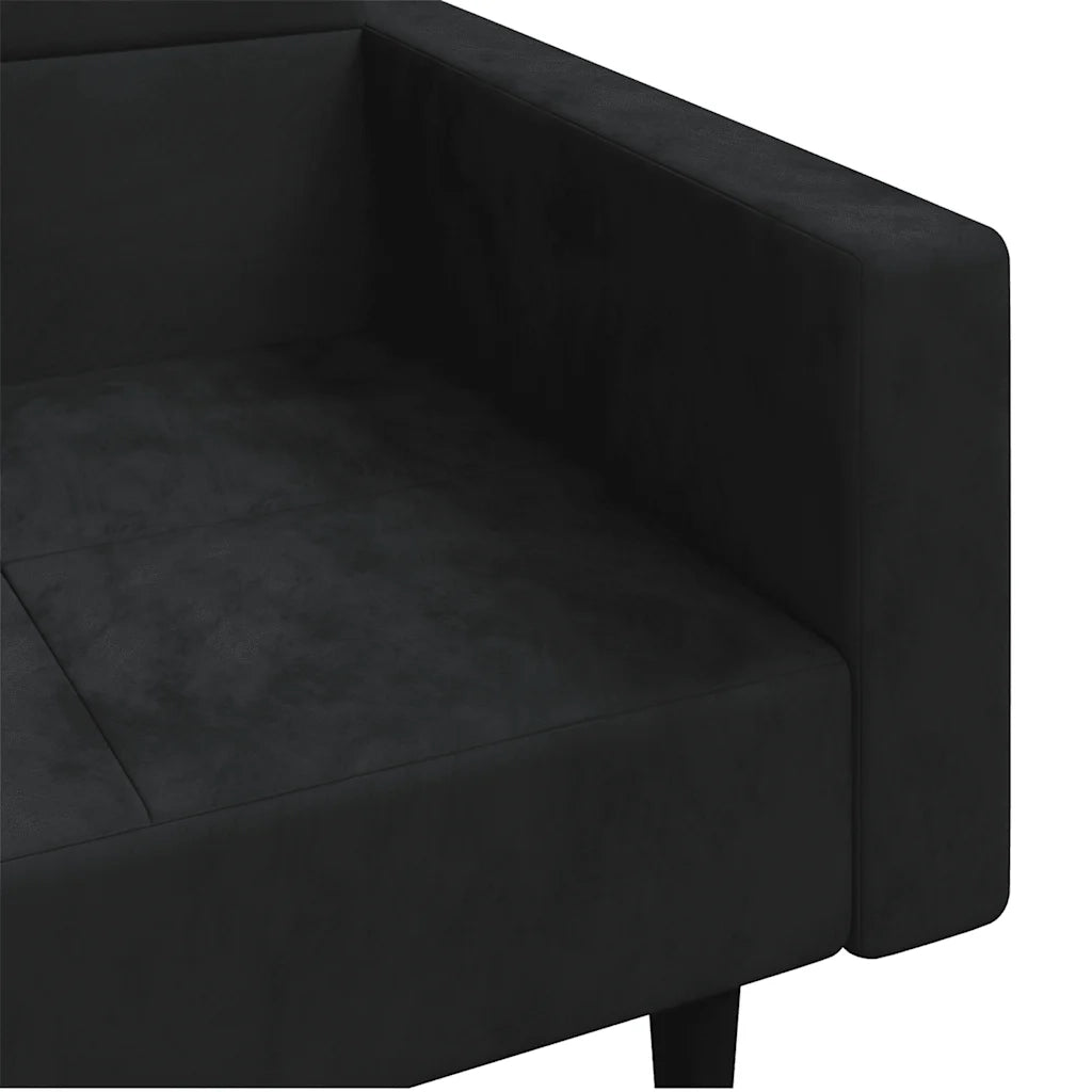 Divano Letto a 2 Posti con 2 Cuscini-Sofa Letto 2 Posti-Daybed Nero in Velluto 907088