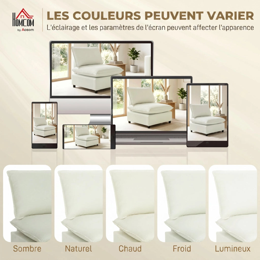 Poltrona Moderna Senza Braccioli ¨C Minimal ¨C 146x85x78cm Crema