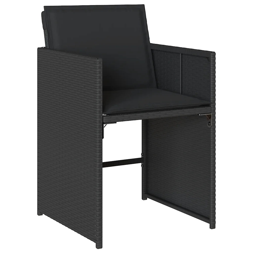 Set da Pranzo da Giardino 13pz con Cuscini Nero in Polyrattan 3211159