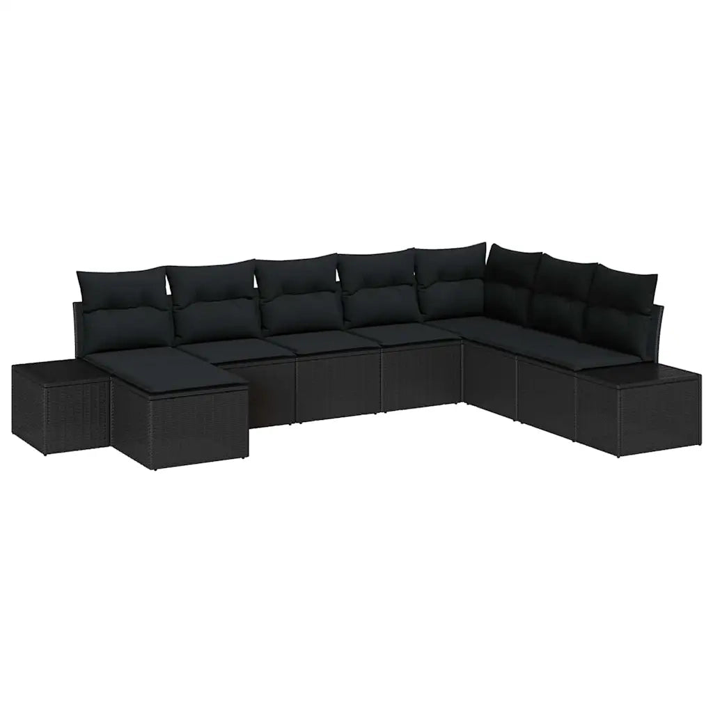 Set Divano da Giardino con cuscino 8 pcs Nero polyrattan 3355852