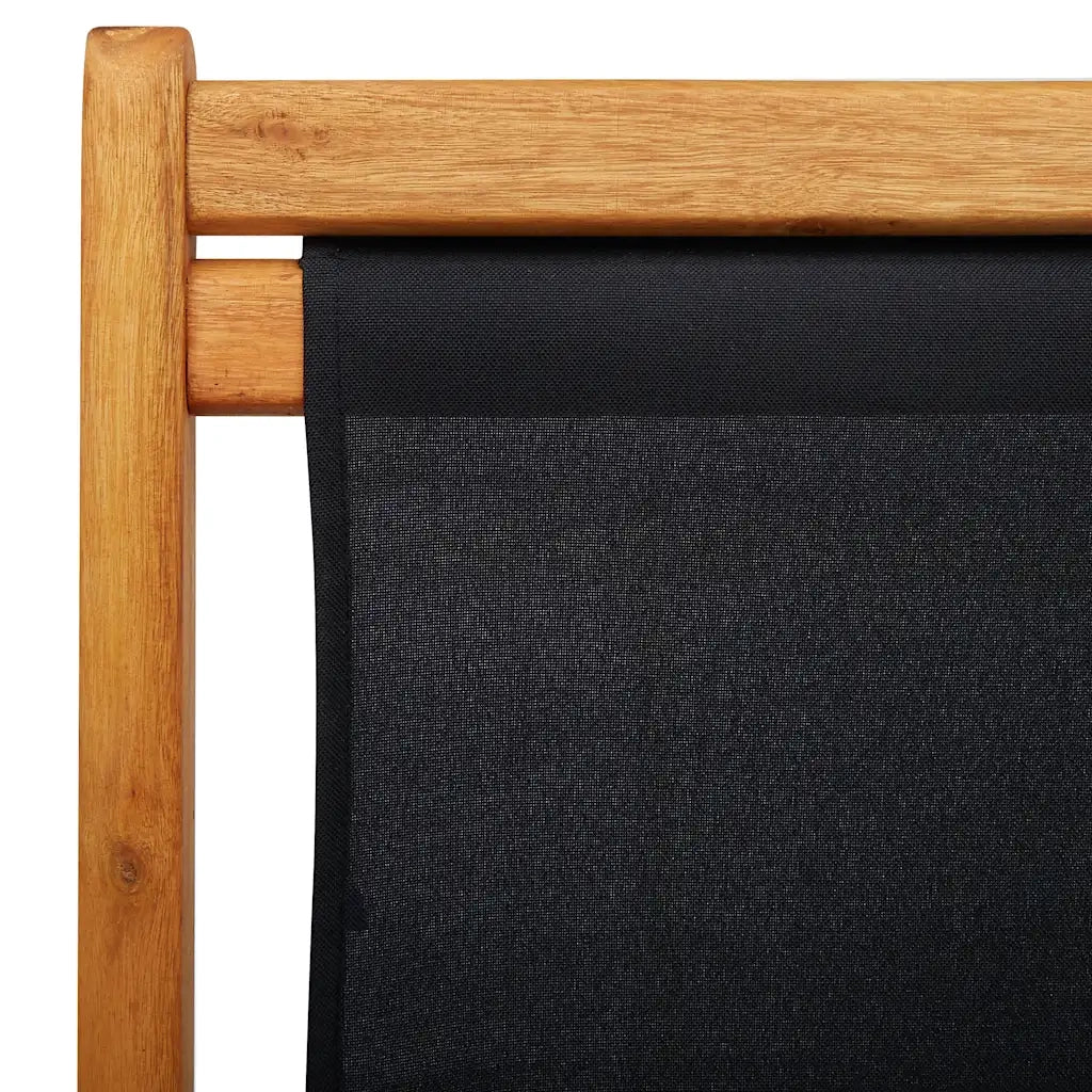 Sdraio Pieghevole in Legno di Eucalipto e Tessuto Nero CFW7164111