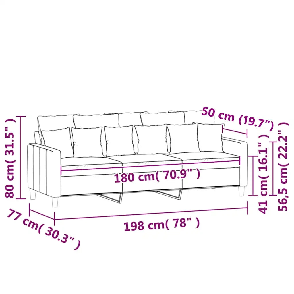 Divano a 3 Posti rosa 180 cm in Velluto 359316