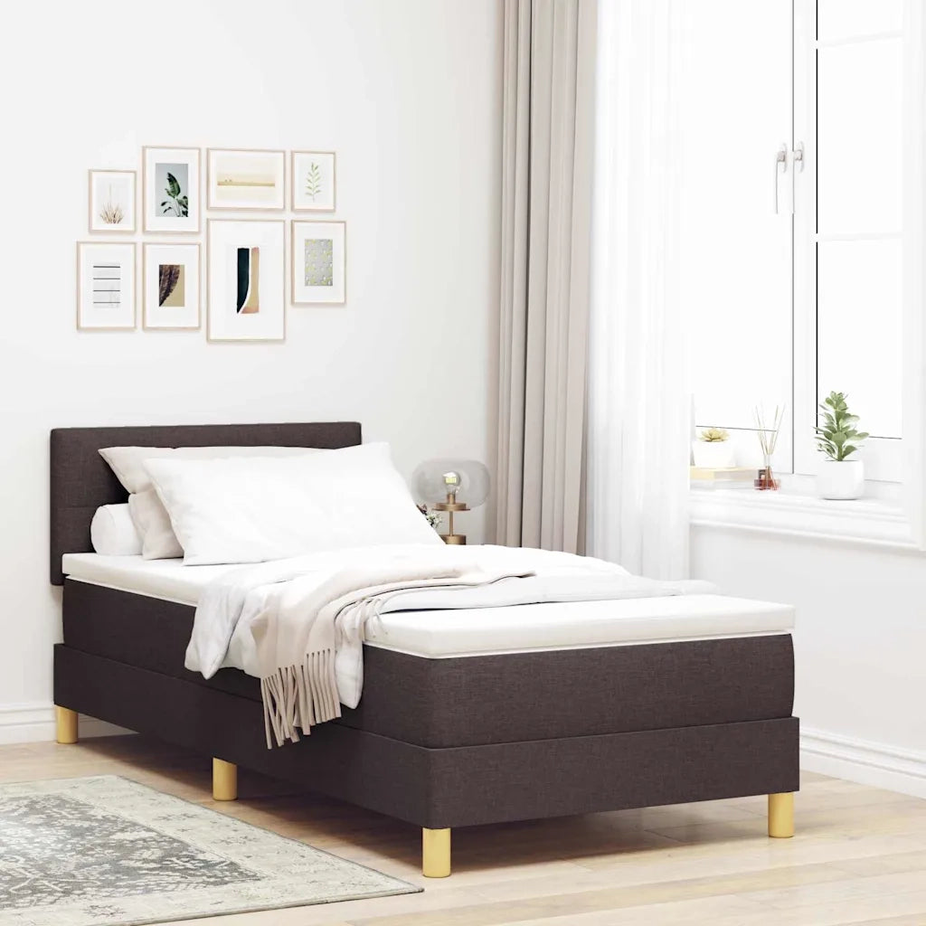 Letto a Sorgente LED con led Marrone Scuro 80 x 200 cm Tessuto