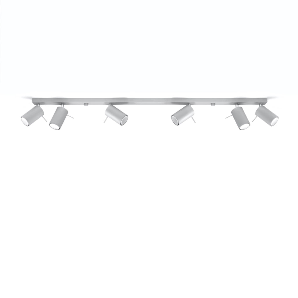 Lampada da soffitto a LED regolabile a 6 luci Ring in acciaio grigio, design moderno