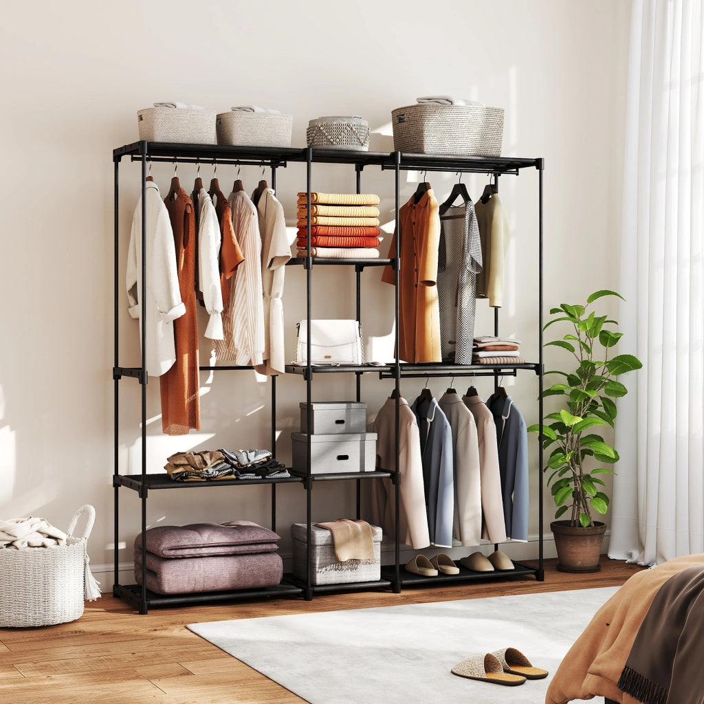 Armadio con Ripiani e Appendiabiti ¨C Minimal ¨C Nero 182x43x185 cm