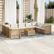 Set Divano da Giardino 10 pz con Cuscini Beige in Polyrattan 3261988