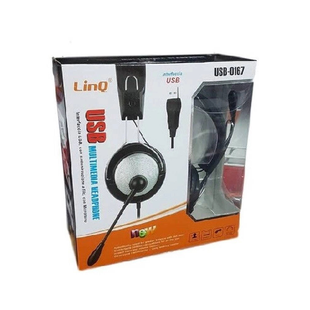 Trade Shop - Cuffie Auricolari Stereo Con Microfono Usb Super Bass Giochi Film Per Pc Usb-0167 -