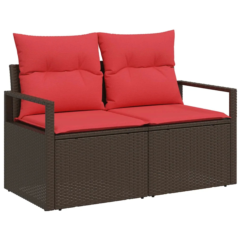 Set di divani 5 pcs Marrone e Rosso polyrattan 3346254