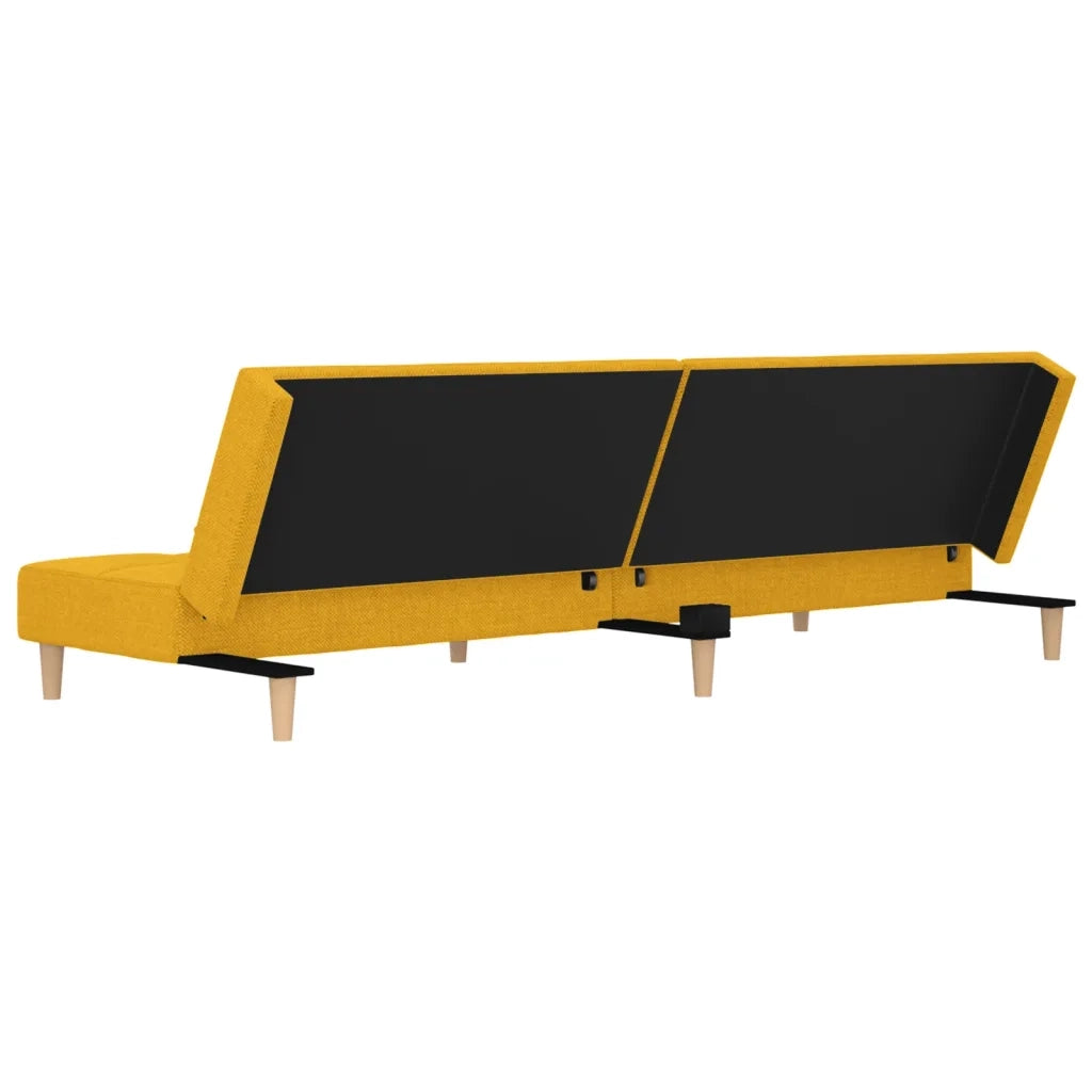 Divano Letto a 2 Posti con 2 Cuscini-Sofa Letto 2 Posti-Daybed Giallo in Tessuto 706069