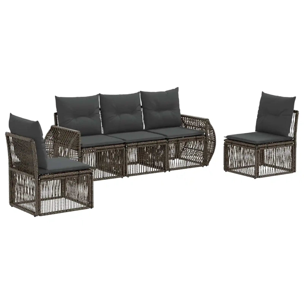 Set Divano da Giardino 5 pz Grigio e Grigio Scuro polyrattan 3435374