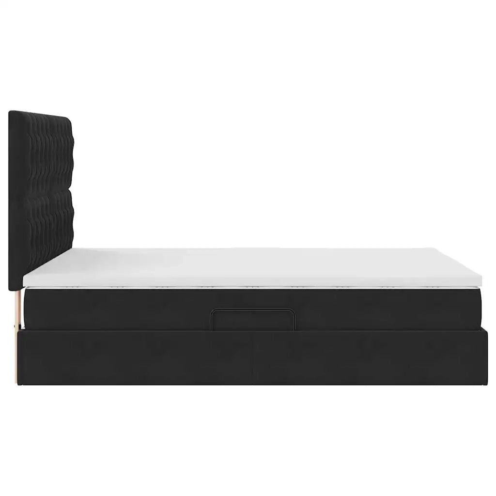 Letto con contenitore e materasso Nero 140 x 200 cm Velluto 3372095