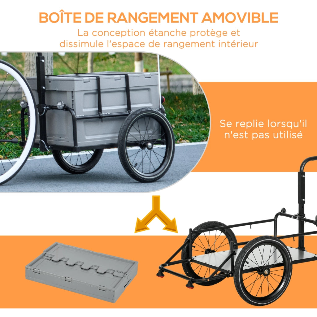 Rimorchio per bicicletta con cesto 65L ¨C Minimal ¨C grigio