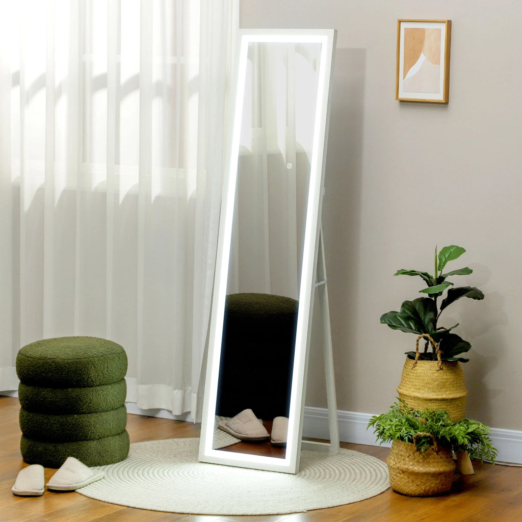 Specchio da Terra LED Regolabile ¨C Minimal ¨C Bianco 40x160 cm