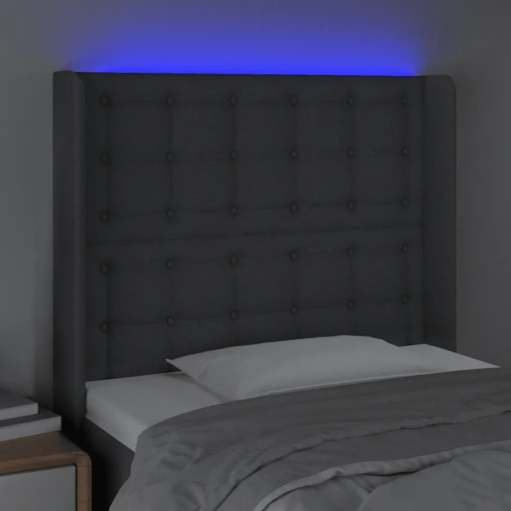 Testiera a LED GrigioScuro 103x16x118/128cm inTessuto 3124473