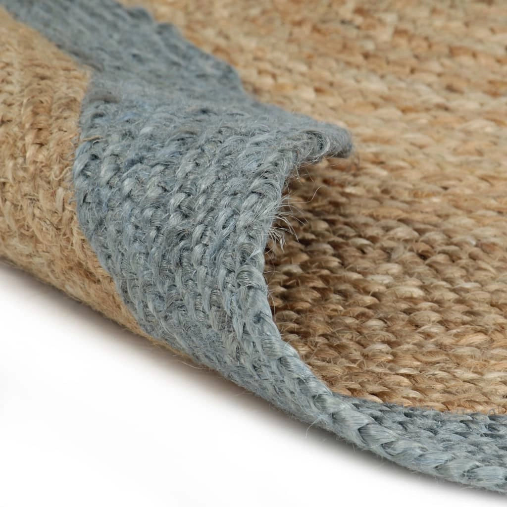 Tappeto del soggiorno | Tappeto Lavorato a Mano in Juta con Bordo Verde Oliva 120 cm