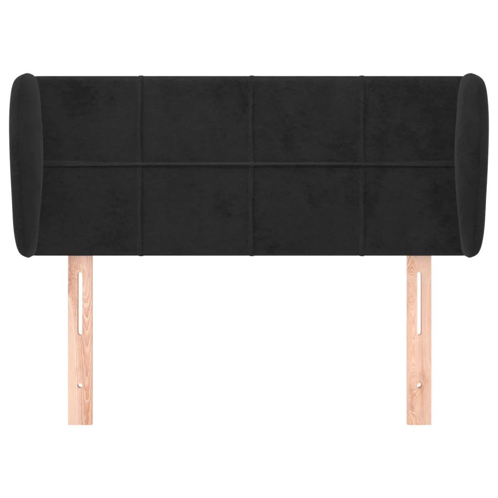 Testiera ad Orecchio-Testata con Orecchie Nera 93x23x78/88 cm in Velluto 113766