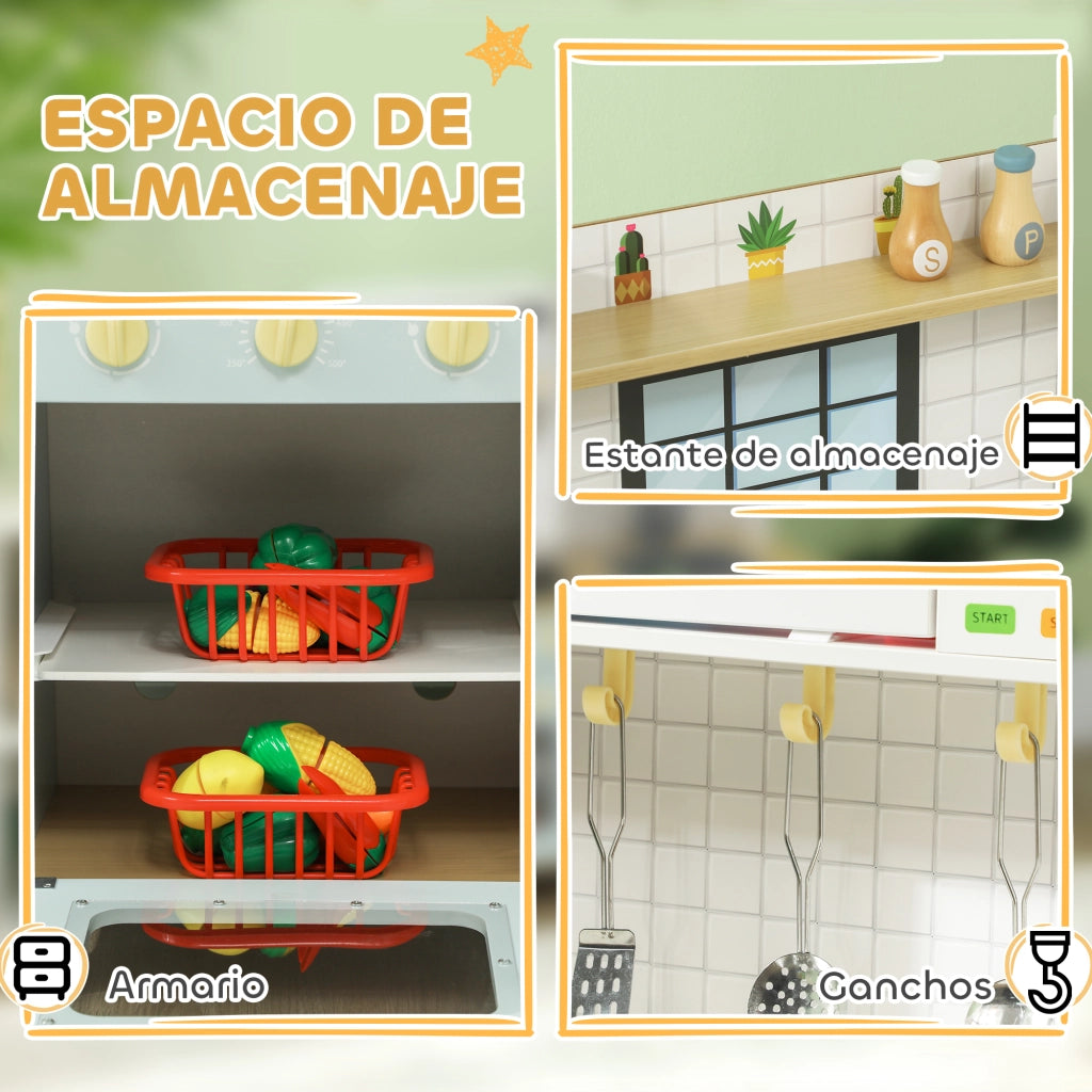 Casetta da Cucina Bambini con Accessori e Sonoro ¨C Zephmum ¨C Azzurro