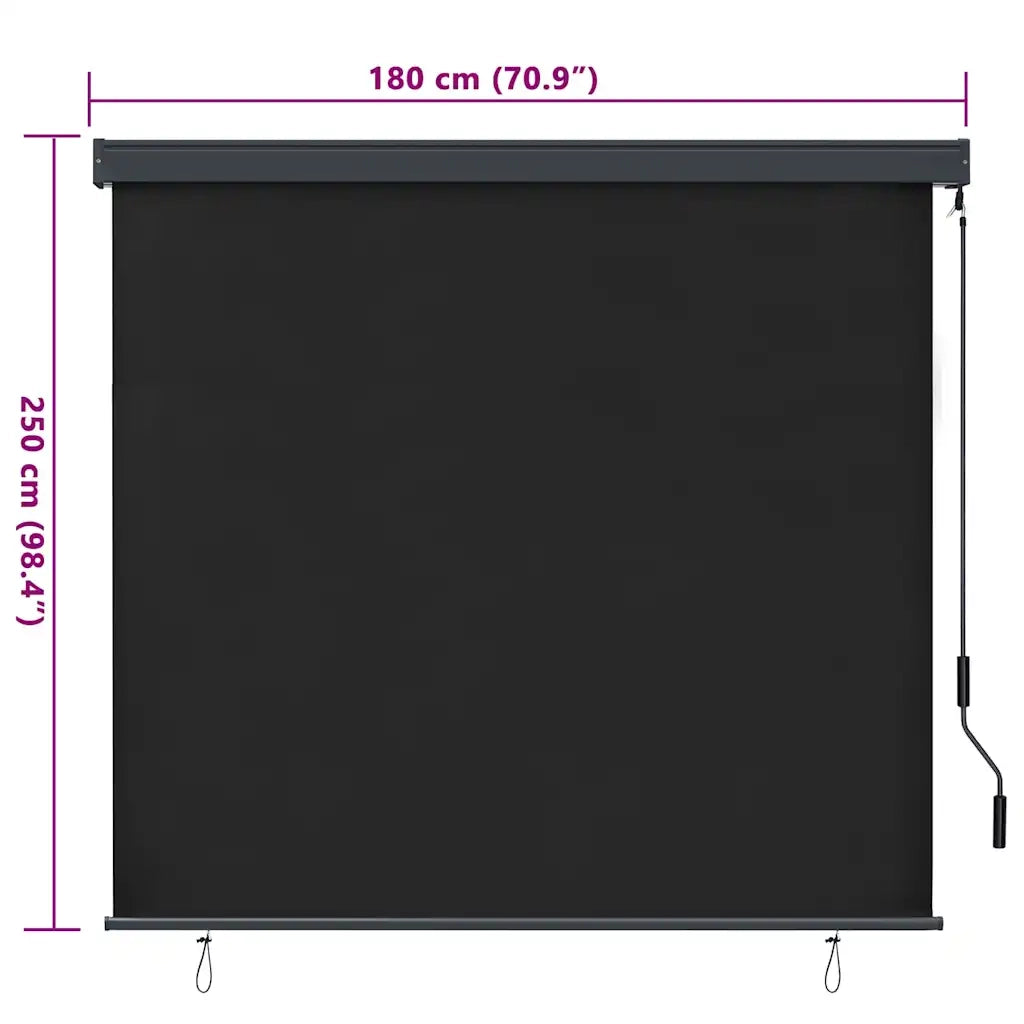 Tenda a rullo | Tenda avvolgibile Antracite 180 x 250 cm Tessuto e Alluminio