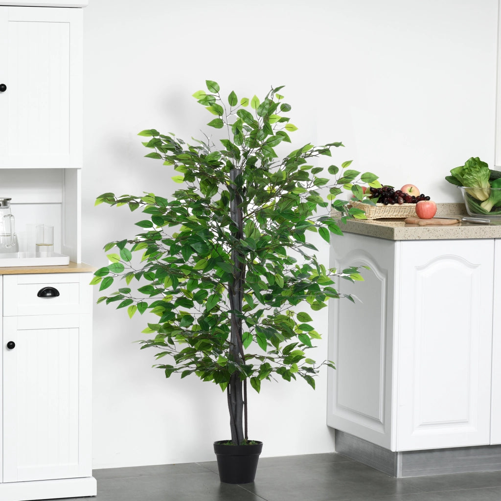 Pianta Artificiale Ficus ¨C Xylo ¨C H.145 cm con Tronco Rami Licheni Foglie Vaso Incluso